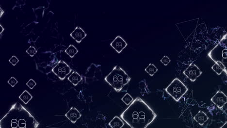 animación de la red de conexiones con texto 6g sobre formas