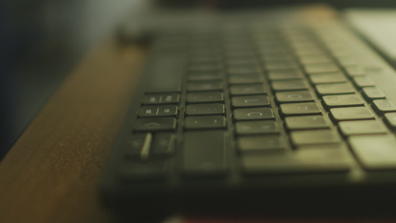 A keyboard on a table.
