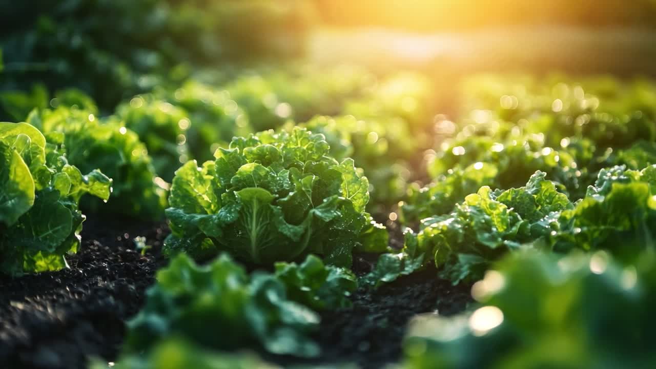Lettuce field at sunset