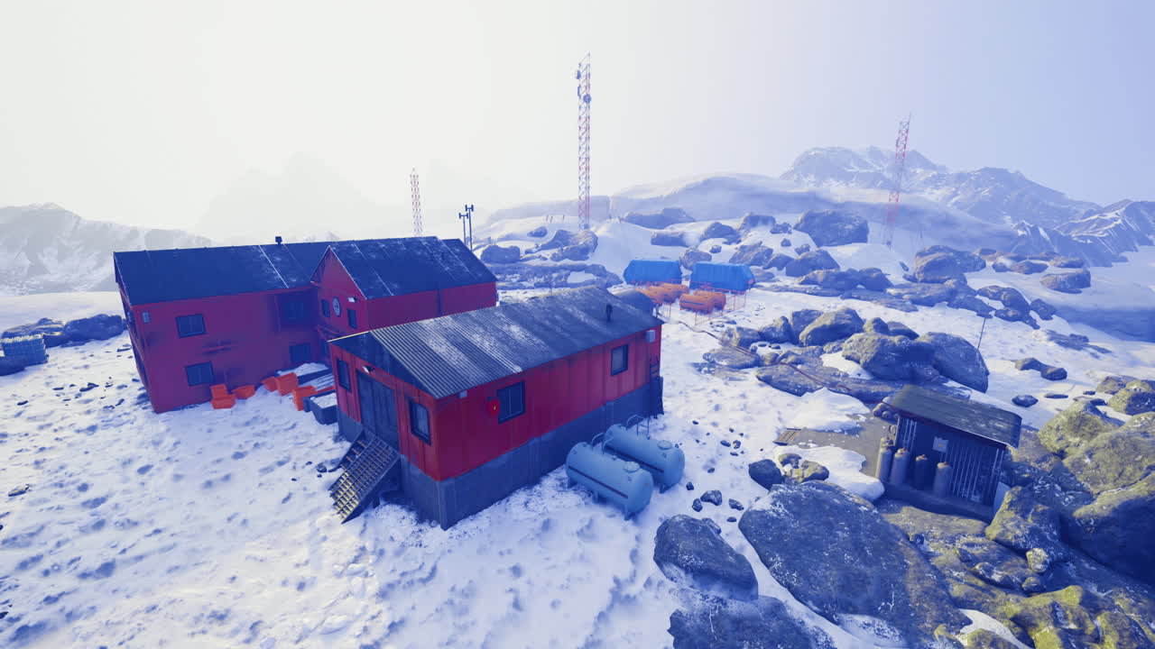 Research station stands proudly amidst the arctic landscape under clear skies
