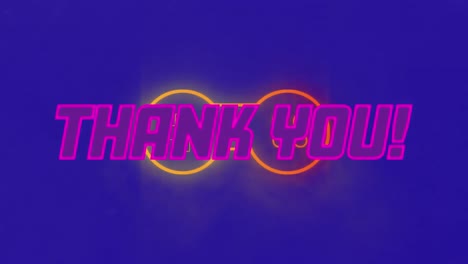 animación del texto de agradecimiento sobre el gamepad de neón sobre fondo azul