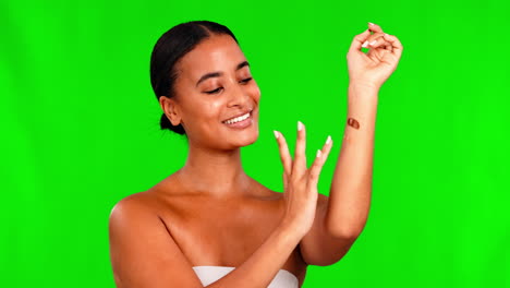 pantalla verde, belleza y rostro de mujer