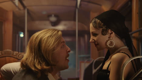 vintage couple on a tram