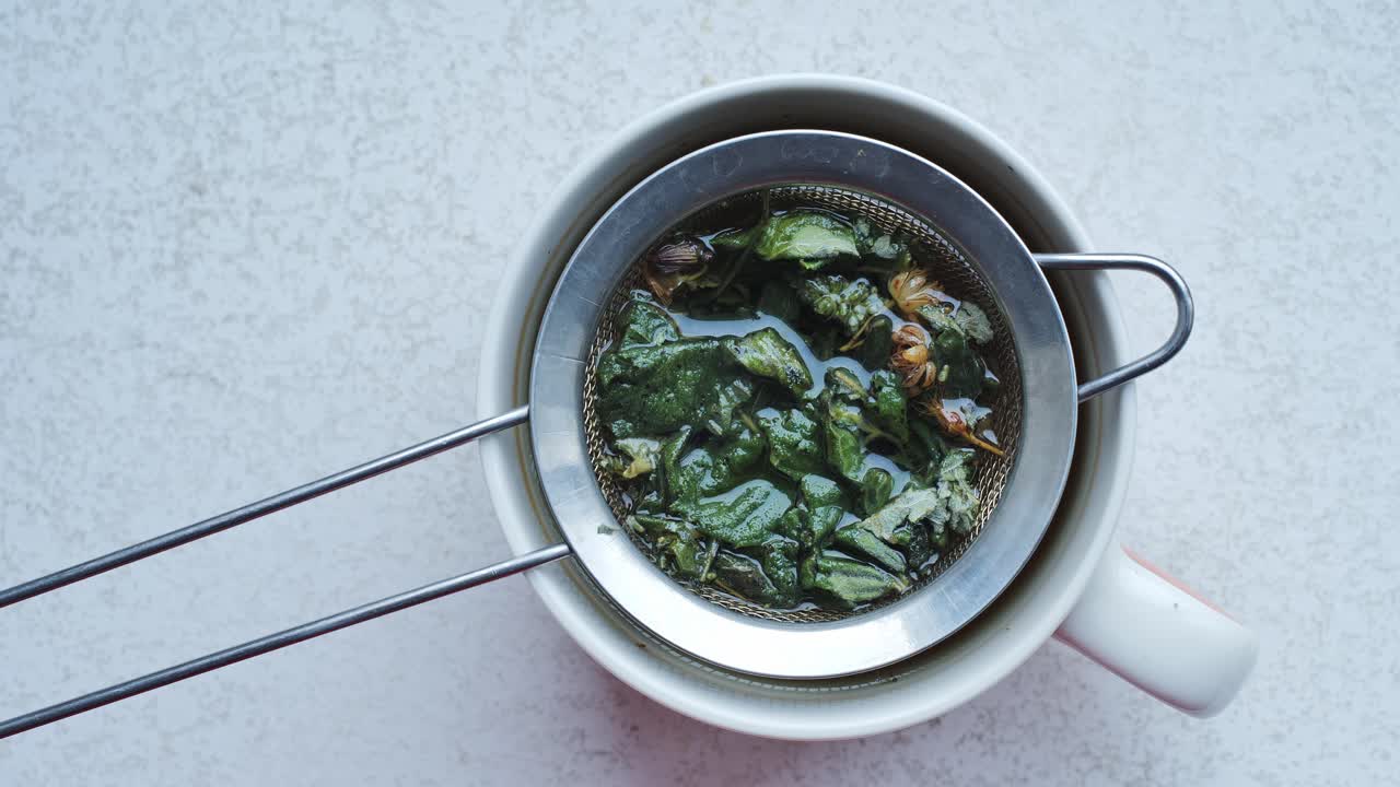 Refreshing mint-linden tea blend steeping, enhances health, strengthens immunity