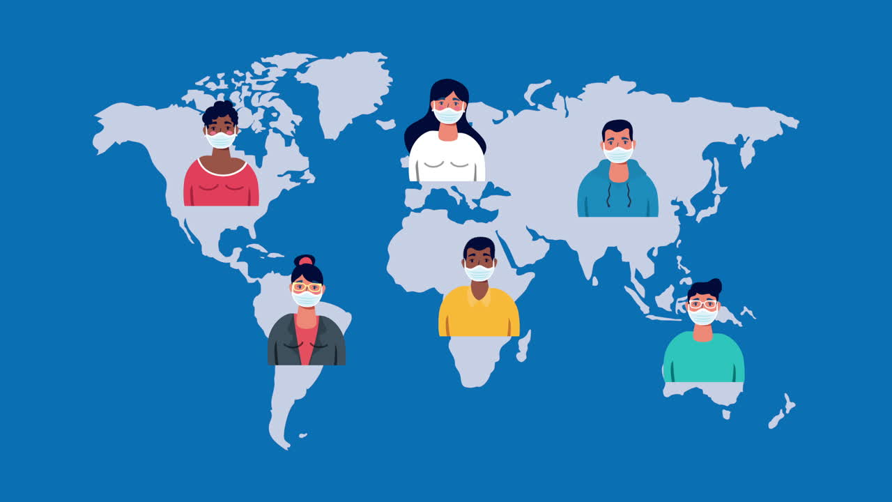 글로벌 팬데: 전세계 사람들이 마스크를 착용하고 있습니다.