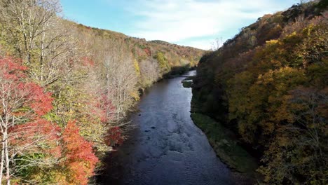 fall colors above the new river aerial in watauga county nc, north carolina near boone nc, north carolina