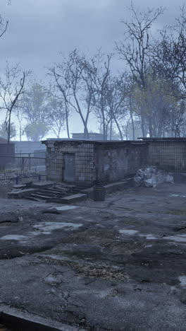 abandoned building in the fog