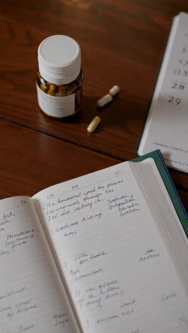 medical journal with medications