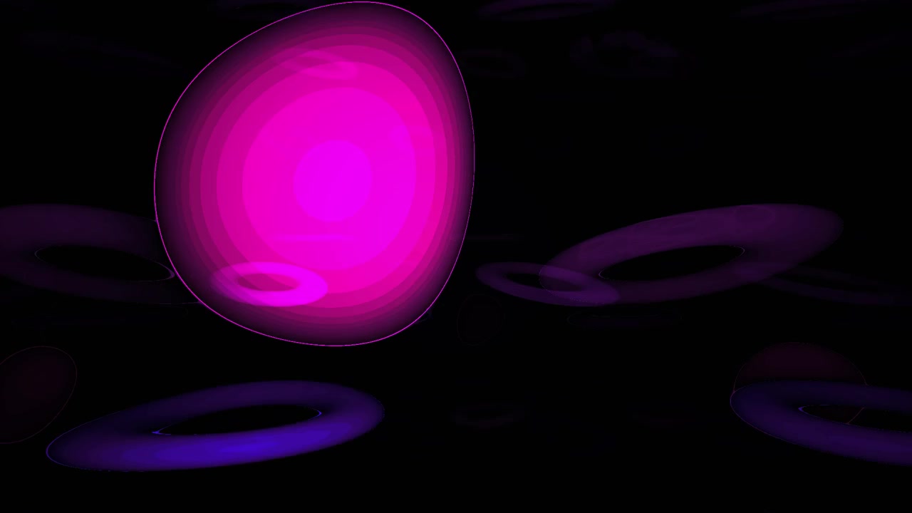 Abstract Glowing Purple and Pink Rings Morphing on Black Background