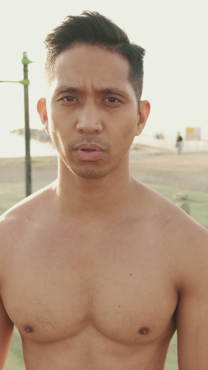 Shirtless Man Exercising Outdoors