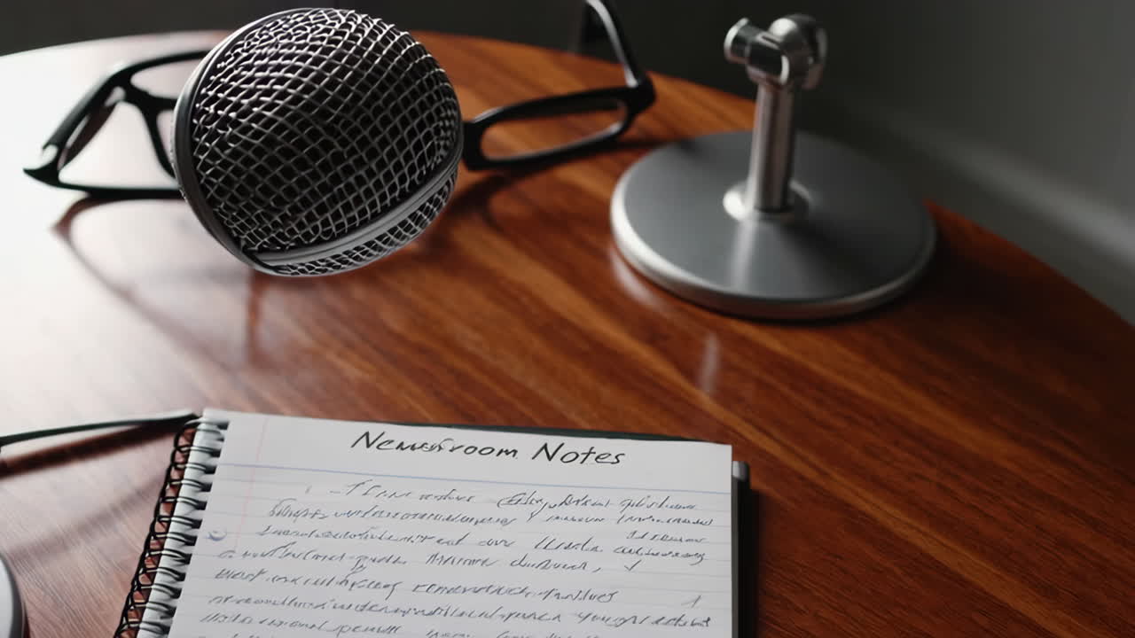 Newsroom Notes on a Wooden Desk
