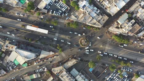 aerial view of a busy city intersection in india