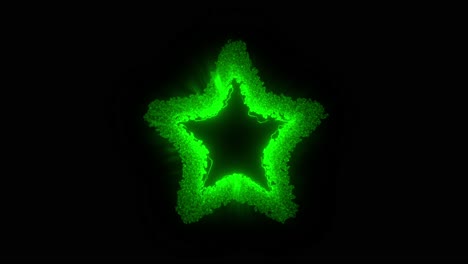 star shaped portal of green fire energy pulses and swirls on black background before collapsing and reappearing. loopable sci-fi or magic vfx