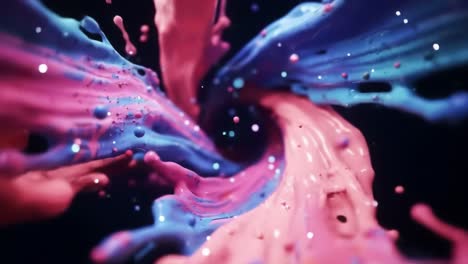a dynamic swirl of vibrant paints creating a mesmerizing display of colors and fluid motion against a dark background