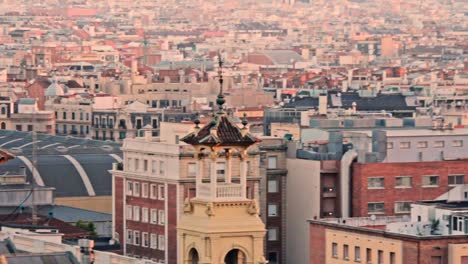panoramic view city buildings. roof house in modern european city