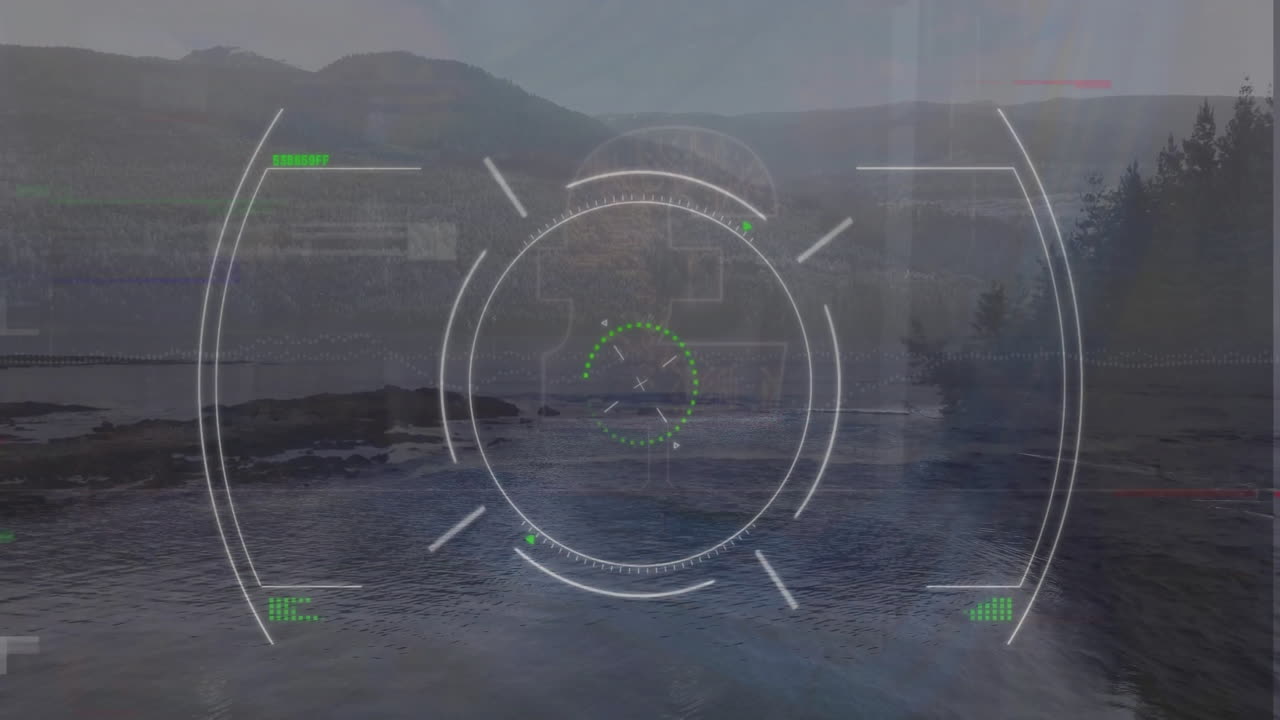 animación del escaneo del alcance sobre el símbolo de la libra y el paisaje