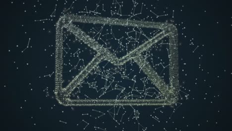 animation of green envelope email digital icon and connections over black background