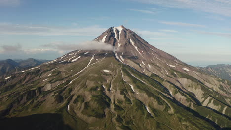 drone shot over mountain landscape