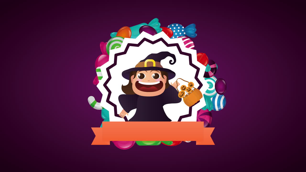 달한 사탕을 가진 할로윈 로틀 마녀