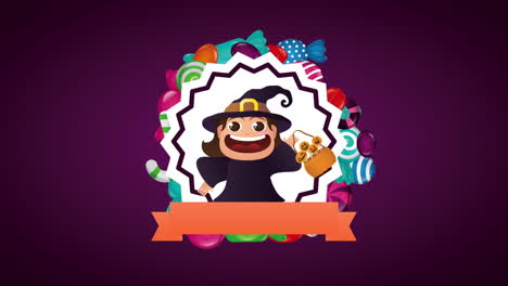 halloween lotle witch with sweet candies