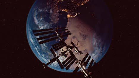 international space station in outer space over the planet earth orbit