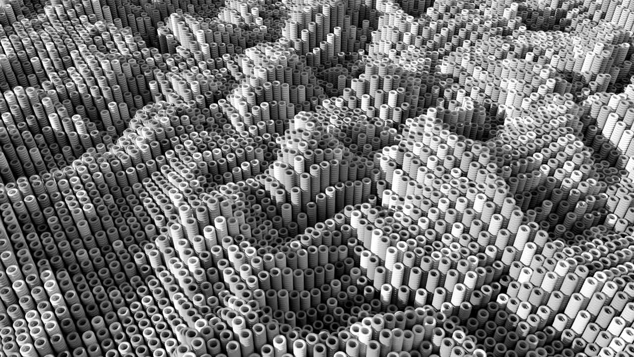 4 к абстрактные кольца, расположенные в цифровых трубках.