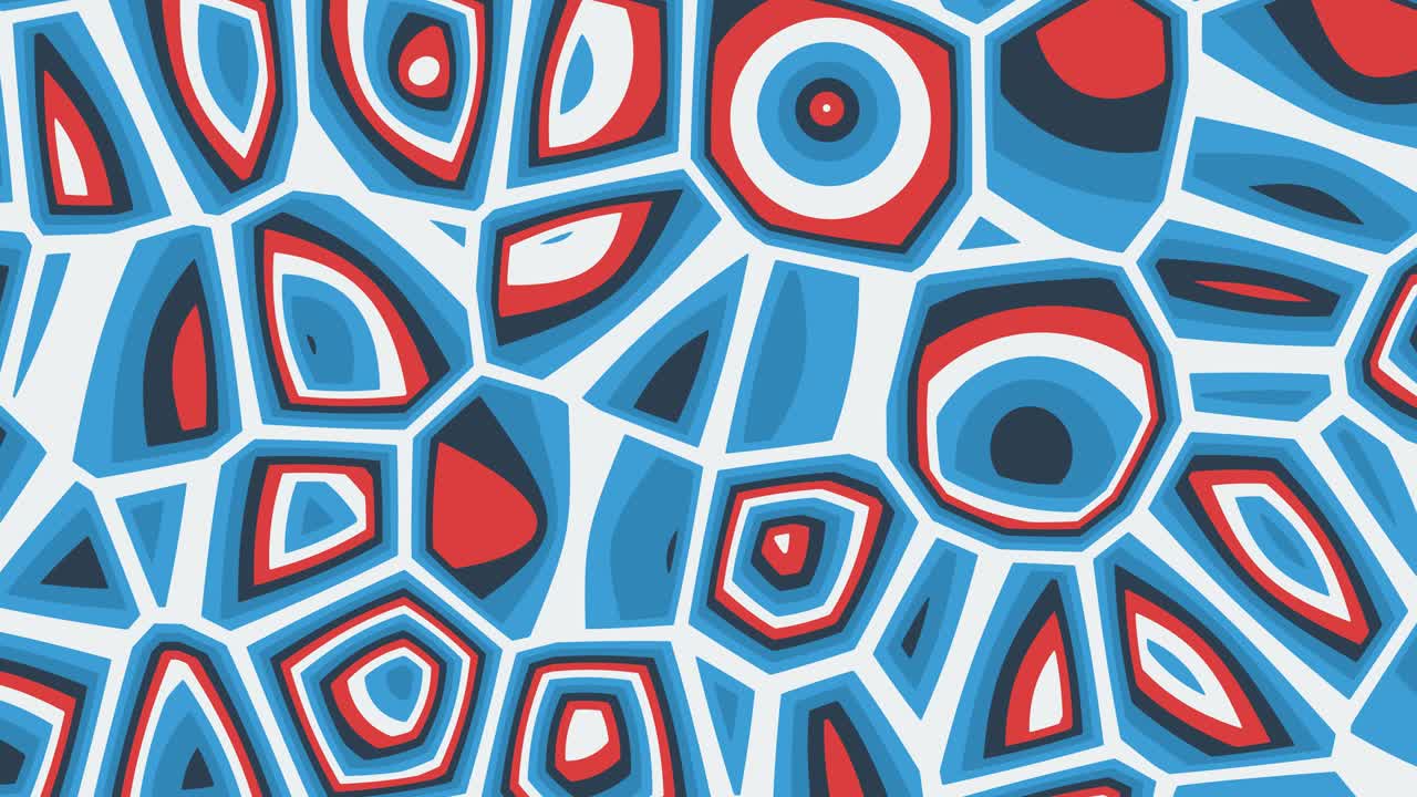 animación abstracta de coloridas formas geométricas en movimiento rojas, azules y blancas. fondo animado de bucle sin costuras, papel tapiz.