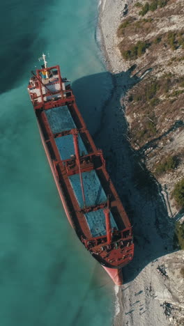 abandoned cargo ship on a beach