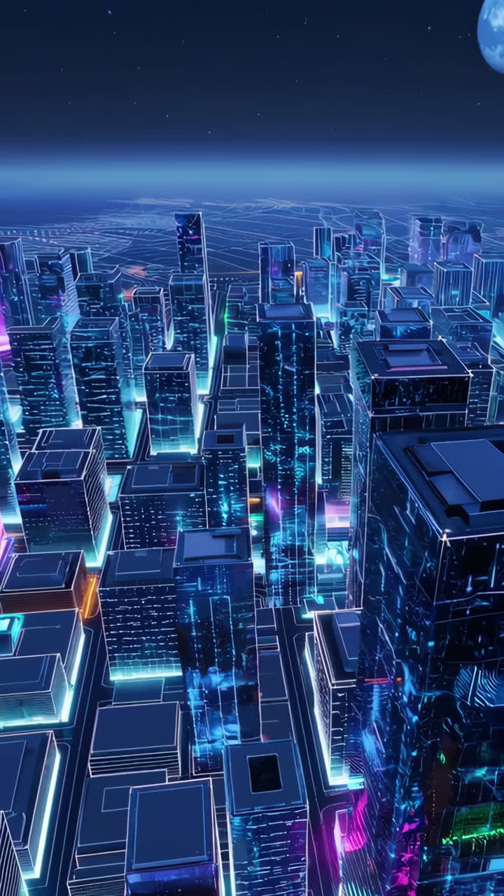 paisaje urbano cyberpunk futurista por la noche