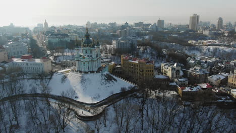 aerial view of kyiv in winter