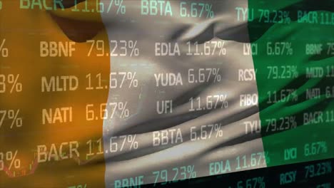 Animation-of-stock-market-over-flag-of-ivory-coast