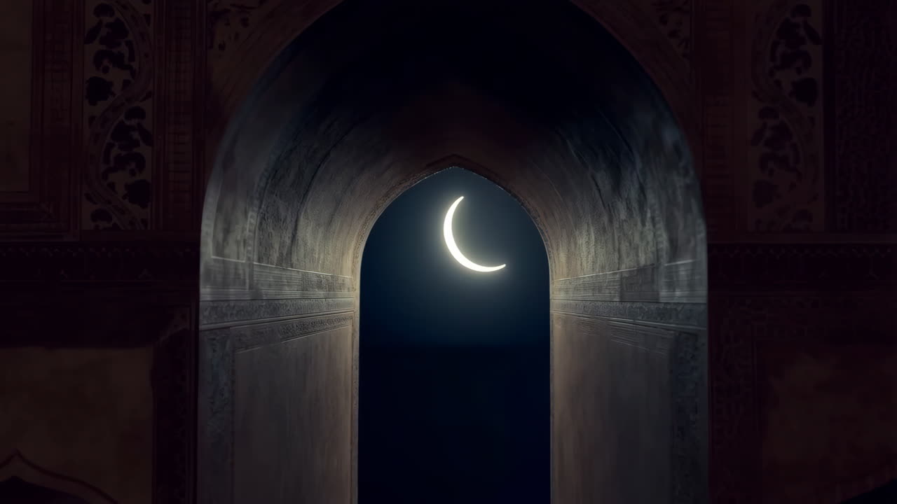 Lunar Eclipse Through an Archway