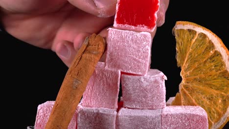 Placing-sweet-Turkish-Delight-on-stack