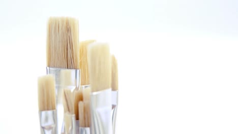 close-up of various paint brushes