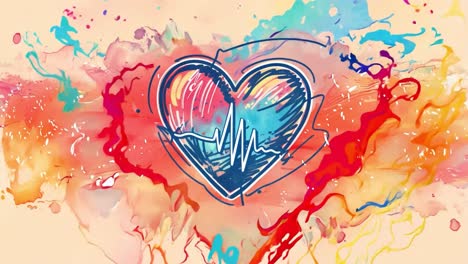 abstract heartbeat watercolor