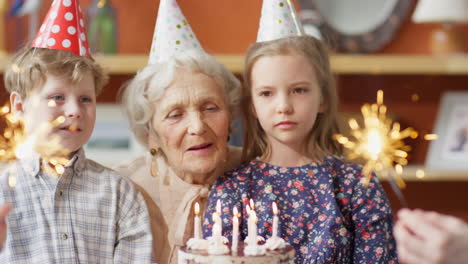 grandmother's birthday celebration with grandchildren