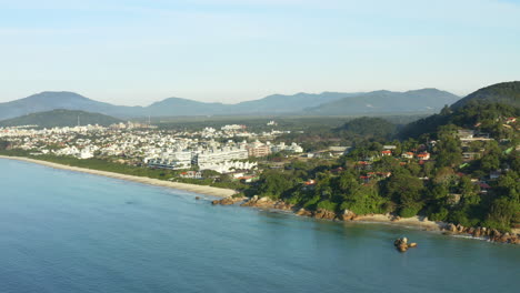 aerial drone view of jurere internacional beach, santa catarina, brazil