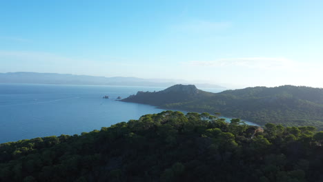 Panoramic-view-of-the-island-Porquerolles-France-Cap-Medes-sunny-Mediterranean