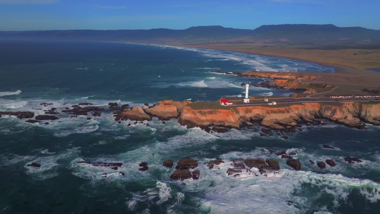 Aerial View of Point Arena Lighthouse on the California Coast