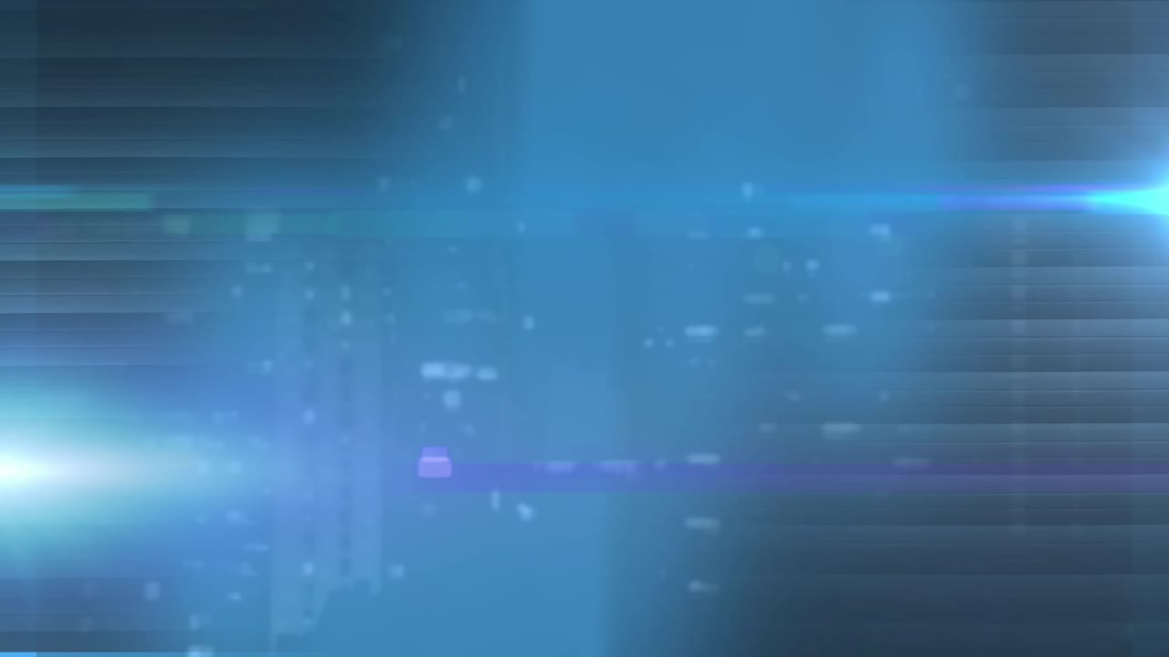 파란색 배경에 빛나는 점으로 데이터 처리의 애니메이션