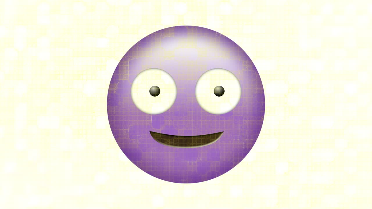 animación de un emoticono parpadeante sobre un fondo blanco y amarillo