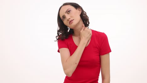 woman suffering from neck or shoulder pain