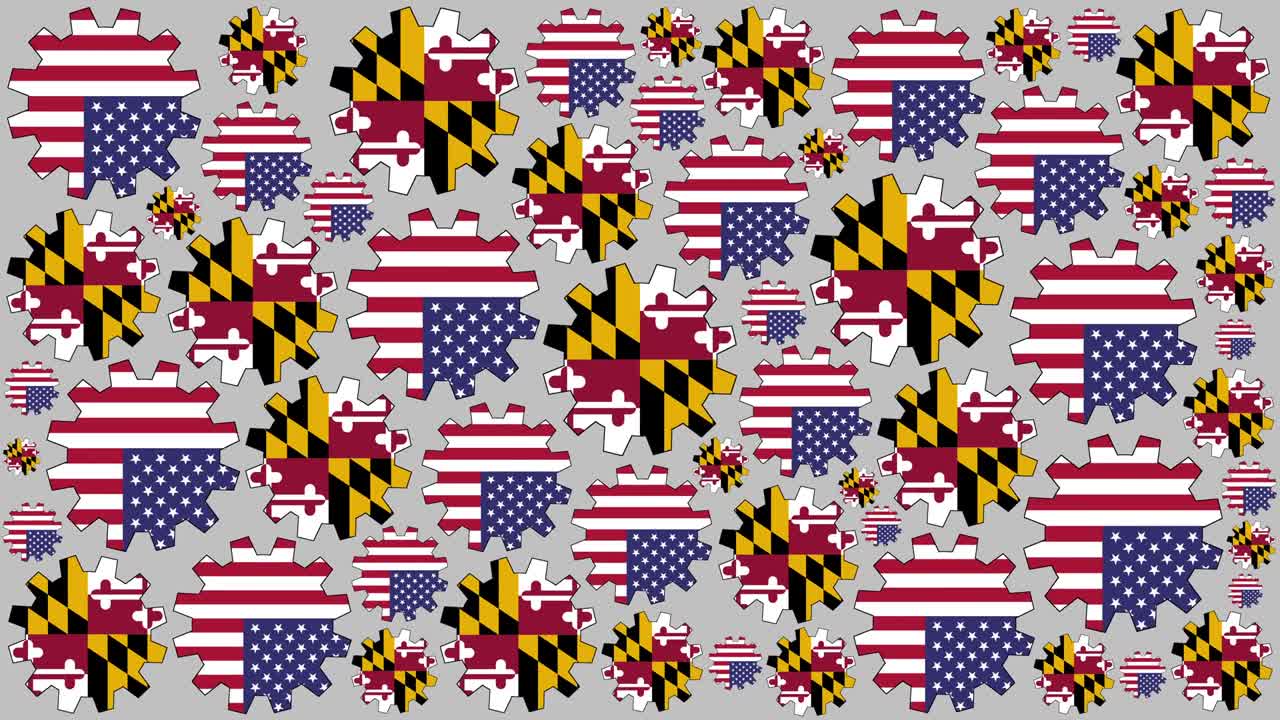 미국과 메릴랜드 발 기어 스피닝 배경