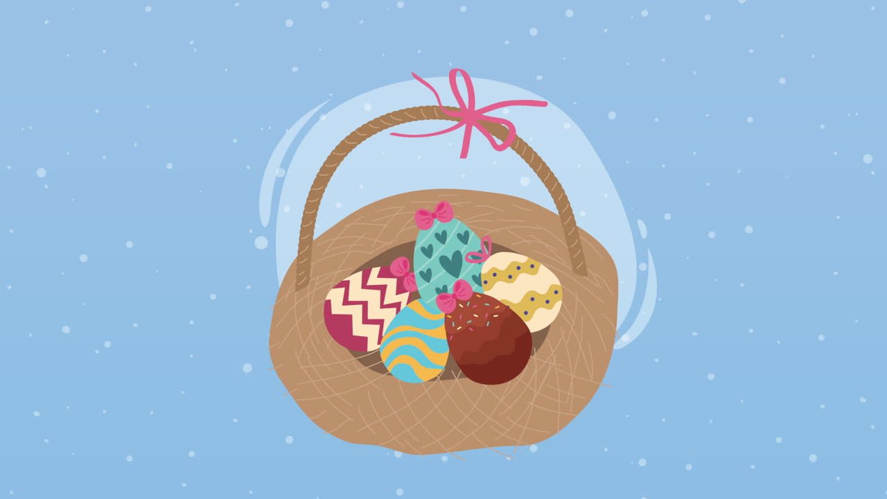 spring eggs painted in nest animation