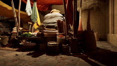 vibrant old national african bazaar with spices and local goods at dusk