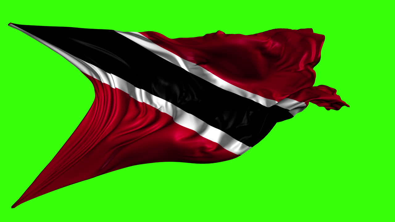 Trinidad and Tobago flag waving on green screen