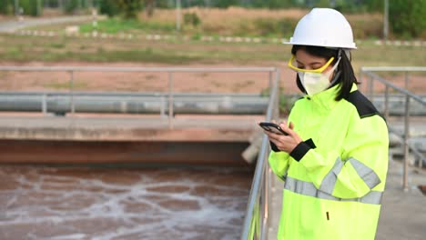 environmental engineers work at wastewater treatment plants