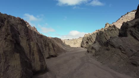 from shadow into sunlight: flight up arid canon del indio in argentina