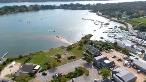 Boatyard-storage-side-of-the-marina-yacht-berths-at-Vineyard-Haven,-Tisbury