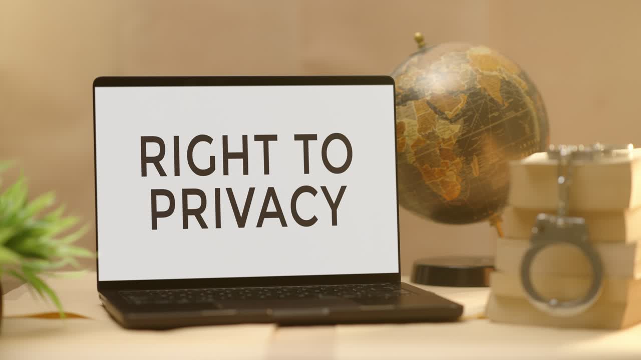 RIGHT TO PRIVACY DISPLAYED IN LEGAL LAPTOP SCREEN